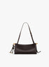 Dark Brown - Le Click East West Small Bag In Leather - GLAM MODA