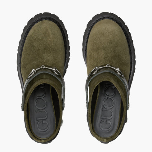 Dark Green Suede - Women's Mule With Horsebit - GLAM MODA
