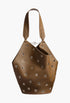 Dark Olive Pebbled Leather with Grommets - Small Lotus Tote - GLAM MODA