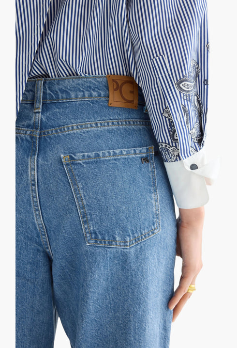 Denim Straight-Leg Trousers - GLAM MODA