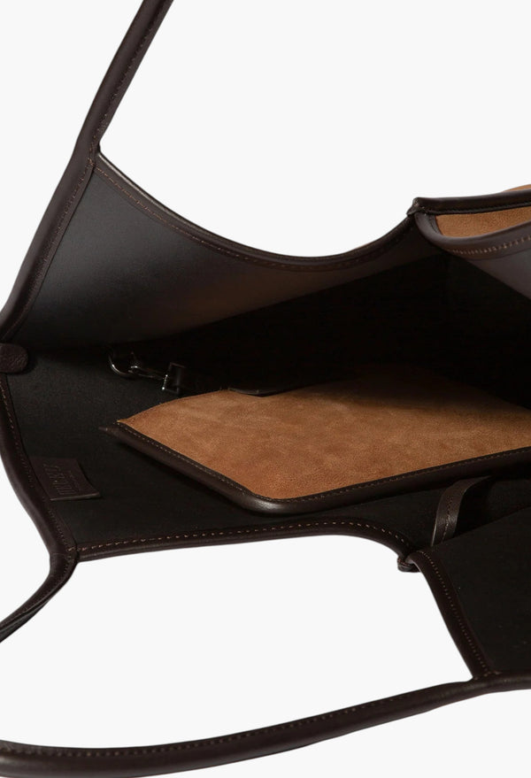 Tan / Dark Brown - Calella Suede Calf Suede Tote Bag
