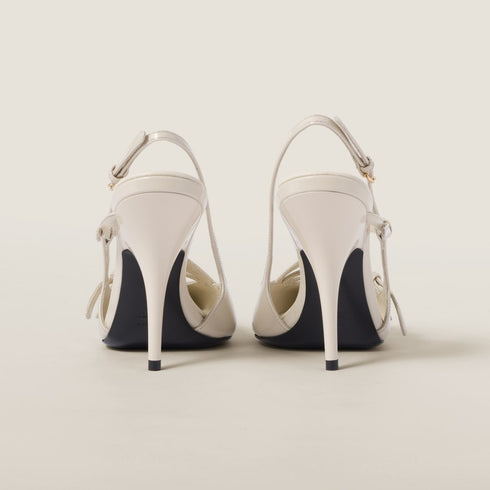 Ivory - Patent Leather Slingbacks With Buckles - GLAM MODA