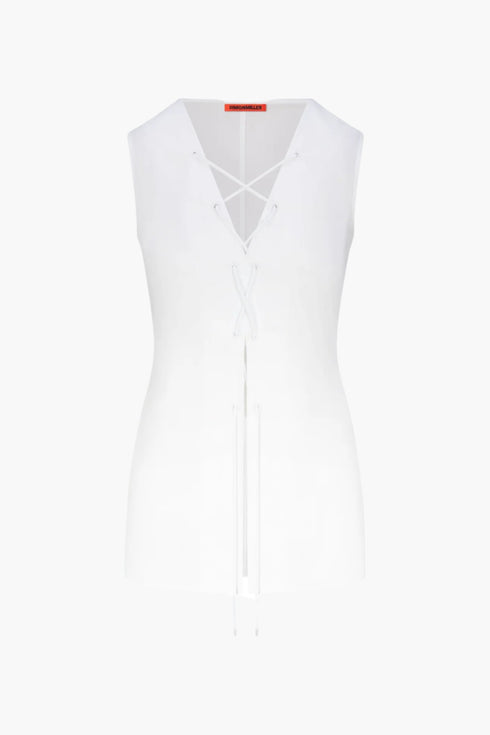 Lacy Poplin Tie Top - GLAM MODA