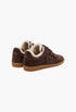 Brown / Beige - Beth Shearling-Trimmed Suede Sneakers - GLAM MODA