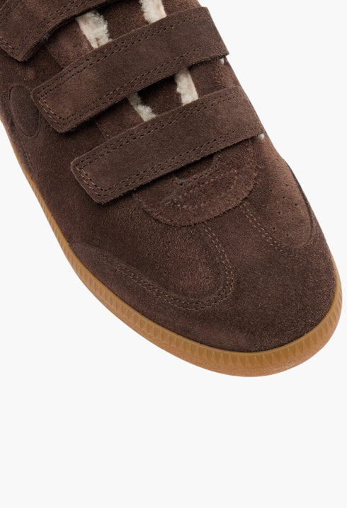 Brown / Beige - Beth Shearling-Trimmed Suede Sneakers - GLAM MODA