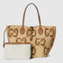 Natural And Brown GG Raffia-Effect Fabric - Woven Medium Tote Bag - GLAM MODA