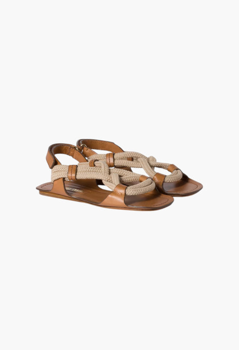 Natural - Flat Cord Sandals - GLAM MODA