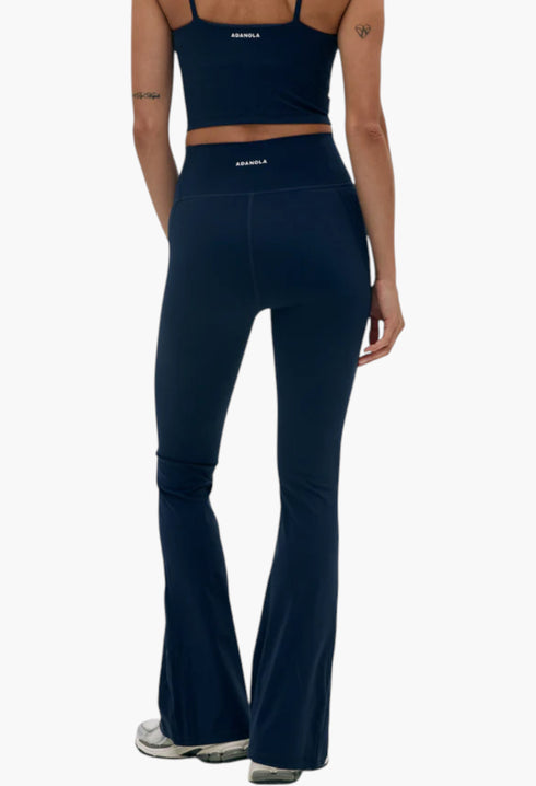 Navy Blue - Flared Yoga Pant - GLAM MODA