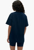 Navy Blue/White - Varsity Short Sleeve Oversized T-shirt - GLAM MODA