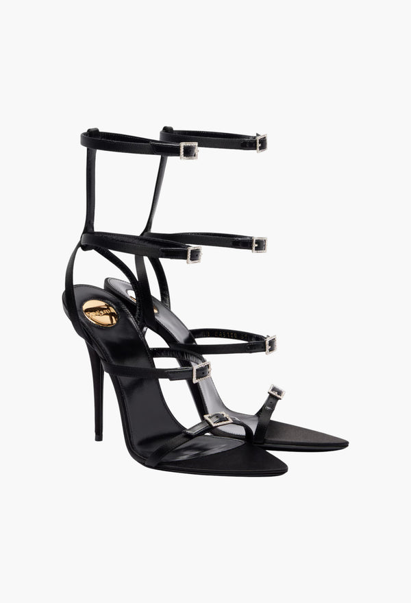 Nuit 110 leather-trimmed satin sandals