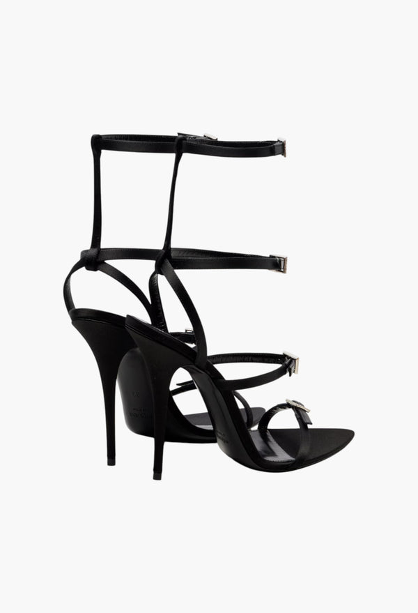 Nuit 110 leather-trimmed satin sandals
