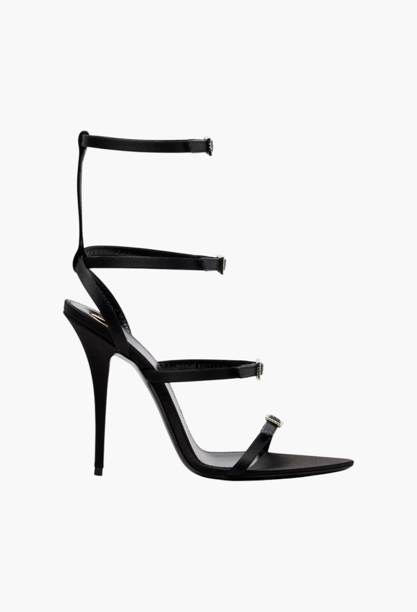 Nuit 110 leather-trimmed satin sandals