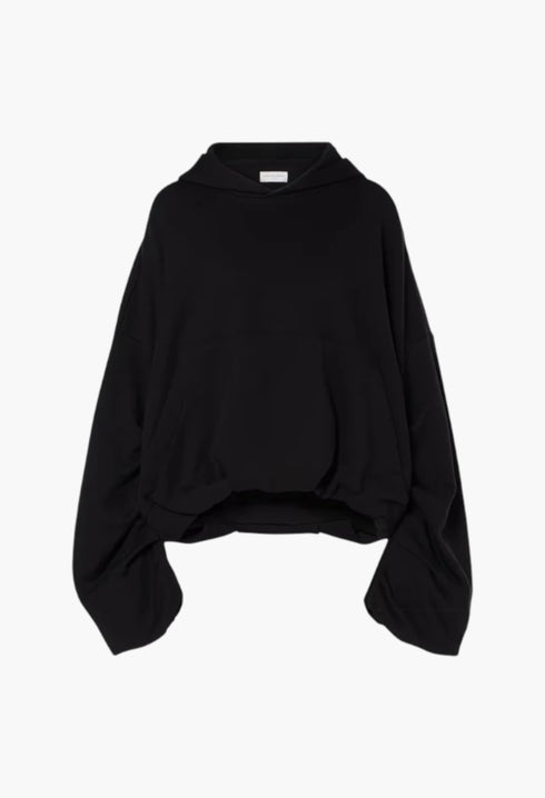Oversized Draped Cotton Jersey Hoodie - GLAM MODA