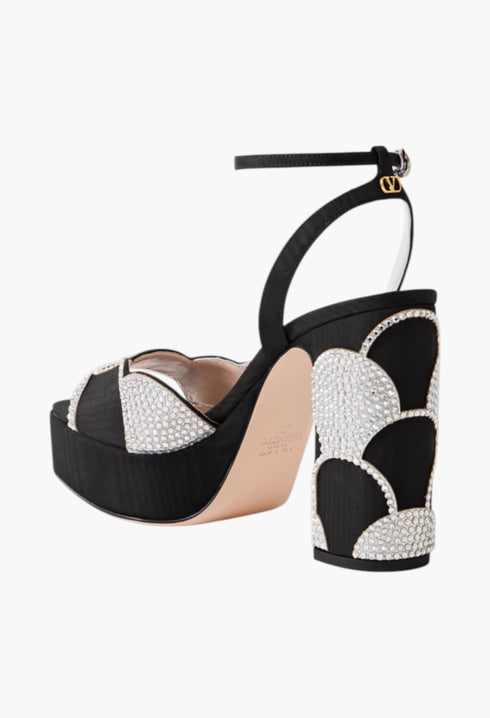 Silver - Bowow 110 Faille And Crystal-Embellished Metallic Leather Platform Sandals - GLAM MODA