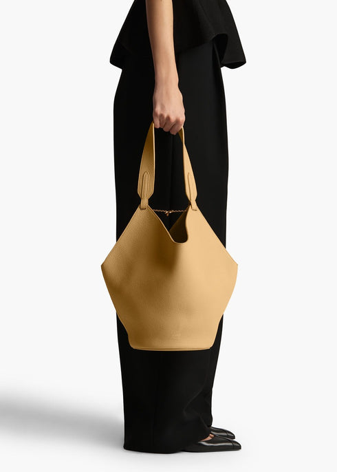 Wheat Pebbled Leather - Small Lotus Tote - GLAM MODA