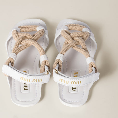 White - Flat Cord Sandals - GLAM MODA