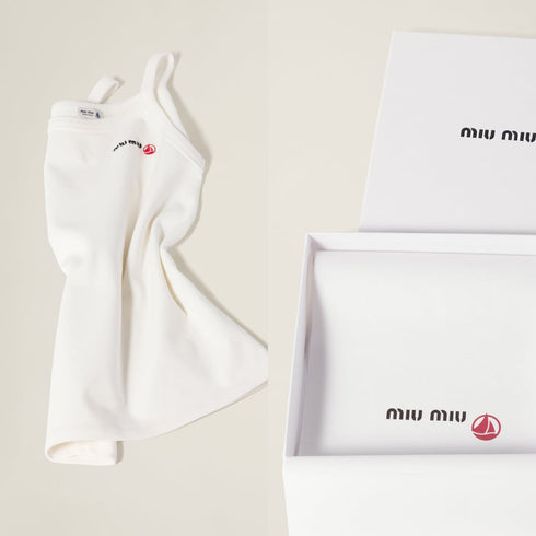 White - Petit Bateau X Miu Miu stretch jersey top - GLAM MODA