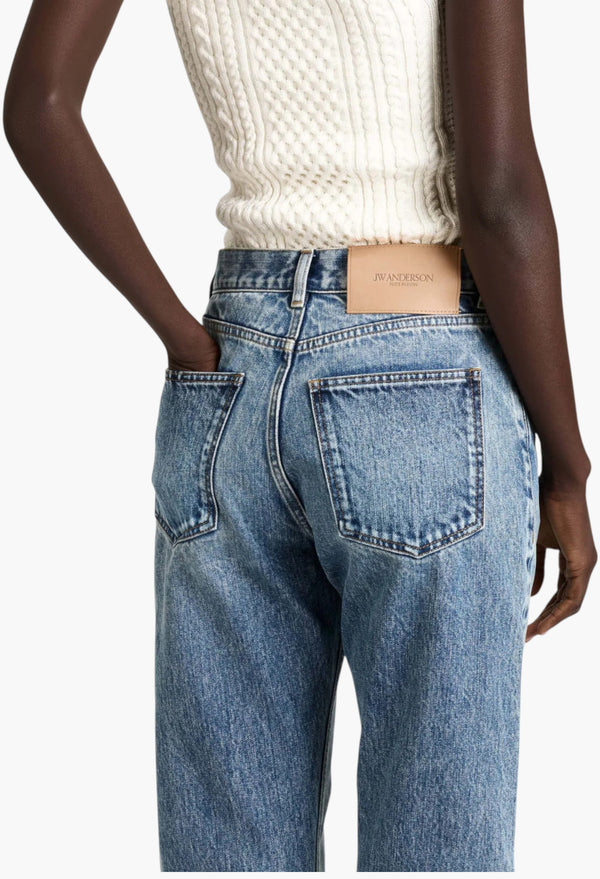 Straight Leg Jeans In Mid Blue