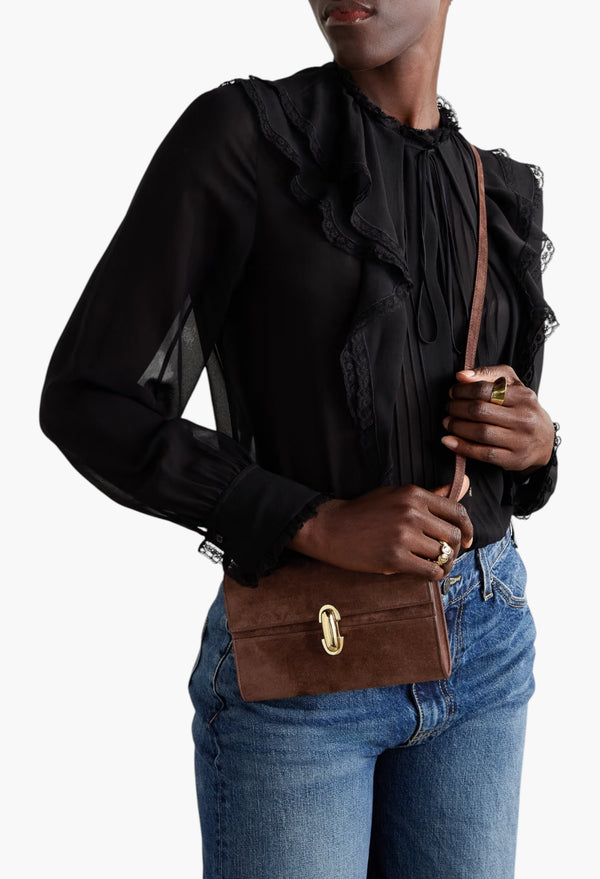Chocolate - Symmetry 19 Suede Shoulder Bag