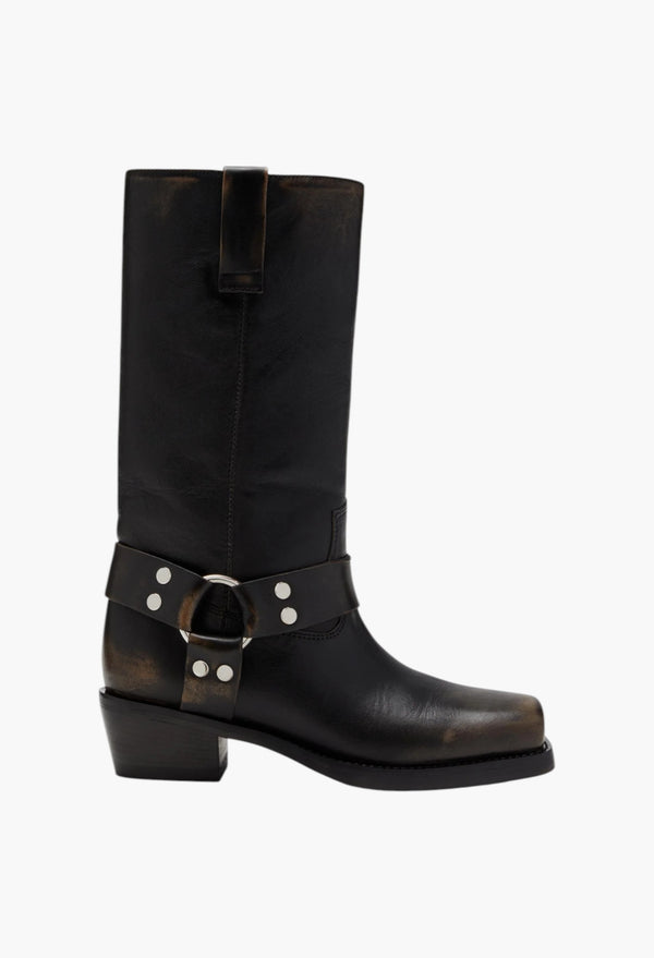 Roxy Boot - Black Brushed Leather Boots