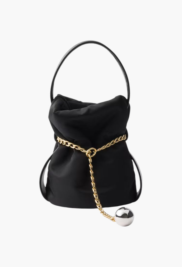 Prada Petit Sac Noir Mini Re-Nylon And Nappa Leather Bucket Bag