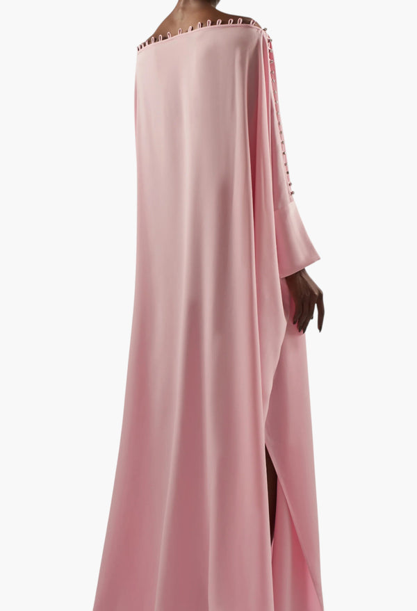 Mila Crystal Kaftan In Baby Pink