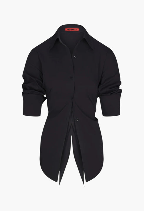 Loch Poplin Button Up - Black - GLAM MODA