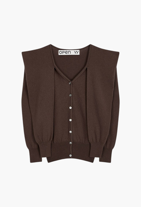 Sleeve Layered Cardigan, Brown - GLAM MODA