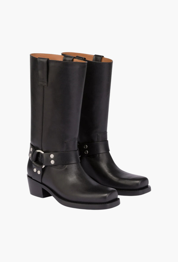 Roxy Boot - Square-Toe Boots In Smooth Black Leather