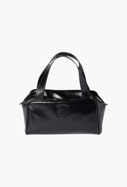 Black - Leather Top-Handle Bag - GLAM MODA