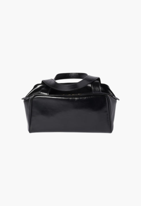 Black - Leather Top-Handle Bag - GLAM MODA