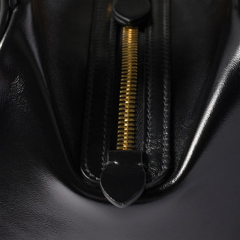 Black - Leather Top-Handle Bag - GLAM MODA