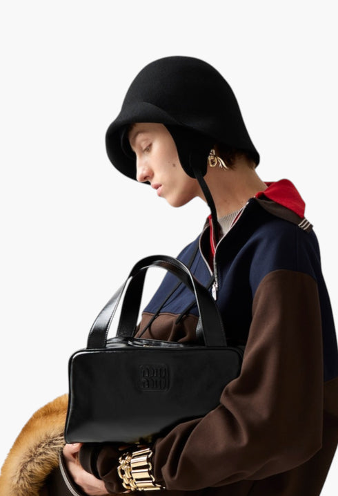 Black - Leather Top-Handle Bag - GLAM MODA