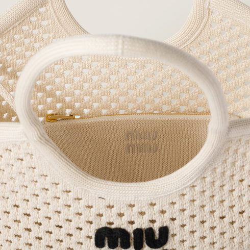 Chalk White/Black - IVY Cotton Mesh Tote Bag - GLAM MODA