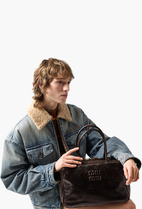 Coffee - Beau Nappa Leather Bag - GLAM MODA