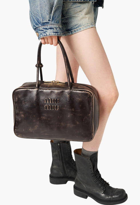 Coffee - Beau Nappa Leather Bag - GLAM MODA