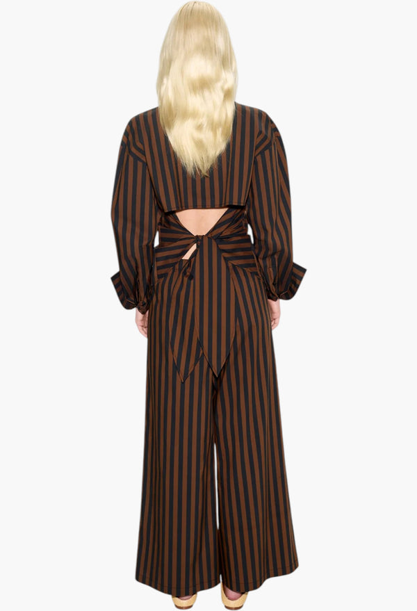 Black/Choco Brown Stripe - Toni Poplin Pant