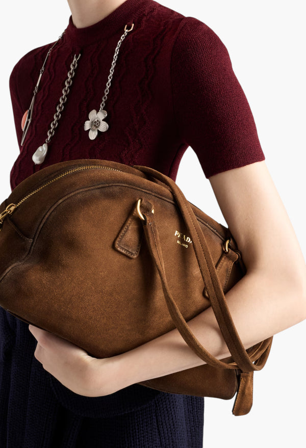 Prada Bowling Medium Suede Bag