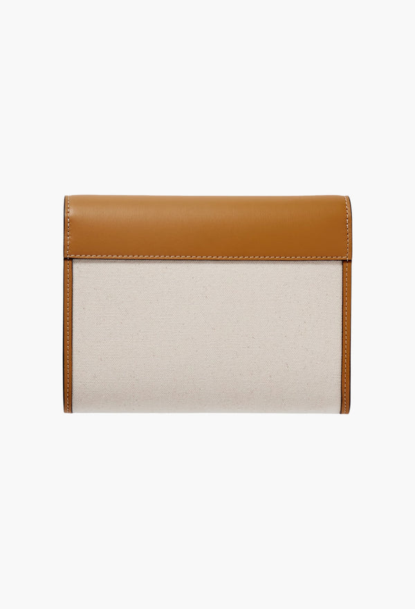 Camel - Canvas And Leather Clutch