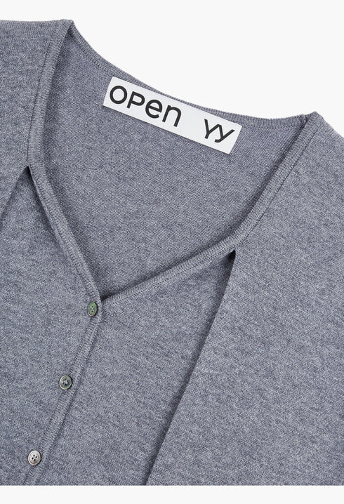 Sleeve Layered Cardigan, Gray - GLAM MODA