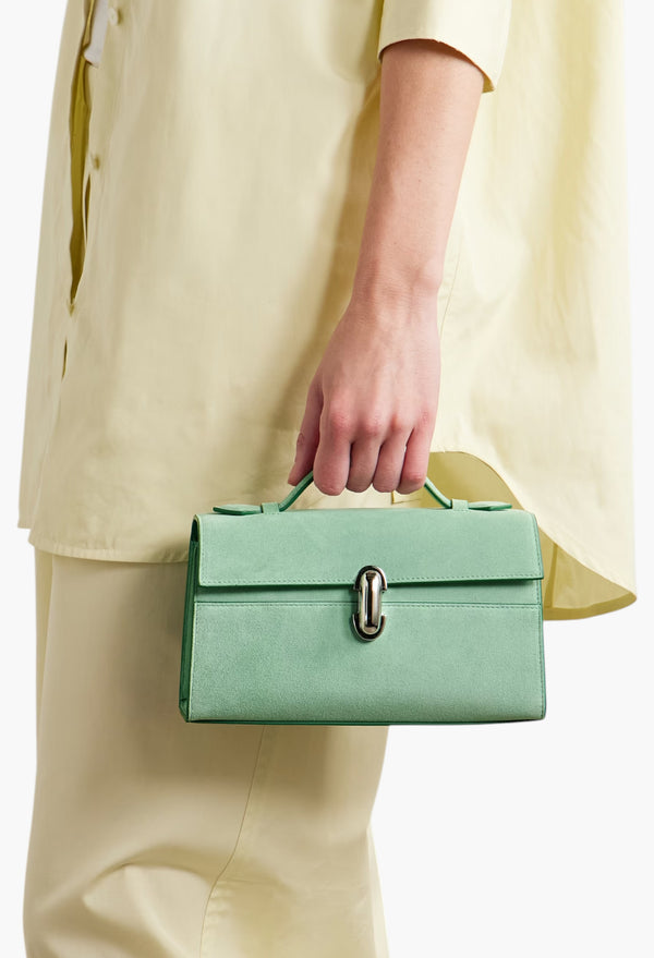 Turquoise - Symmetry Pochette Suede Tote