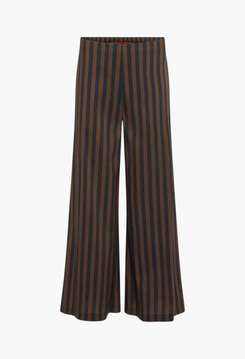 Black/Choco Brown Stripe - Toni Poplin Pant - GLAM MODA