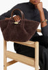 Brown - New York Midi Leather-Trimmed Shearling Tote - GLAM MODA
