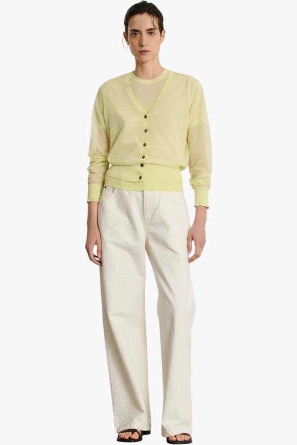 Acid Yellow - Etretat Cardigan  Sheer Knit Cardigan
