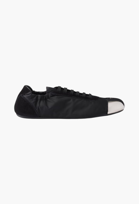 Black - Collapse Re-Nylon And Suede Sneakers With Metal Toecap - GLAM MODA