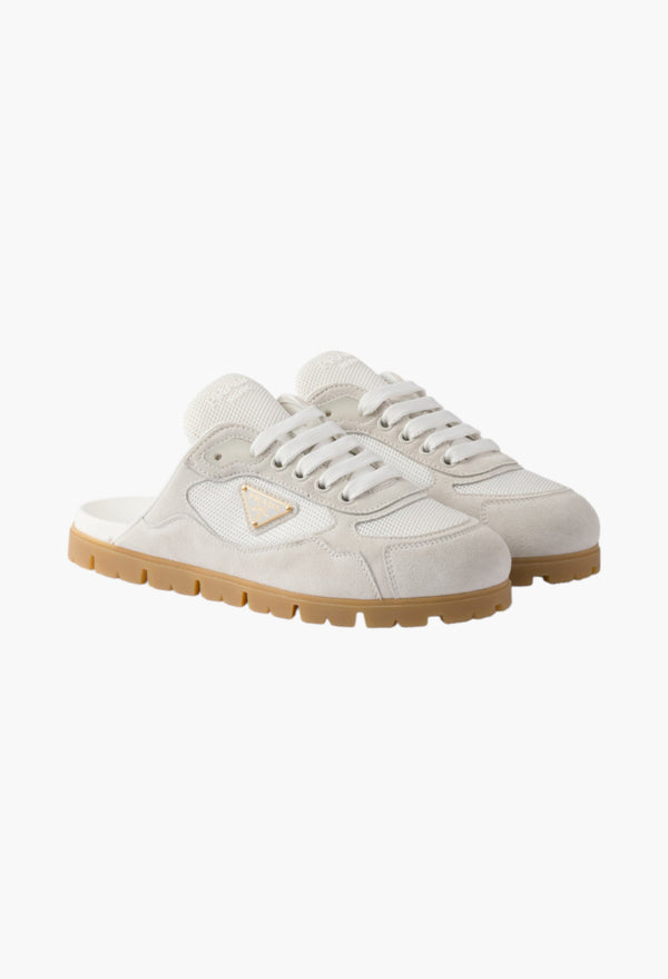 White - Trail Mesh Fabric And Suede Mules