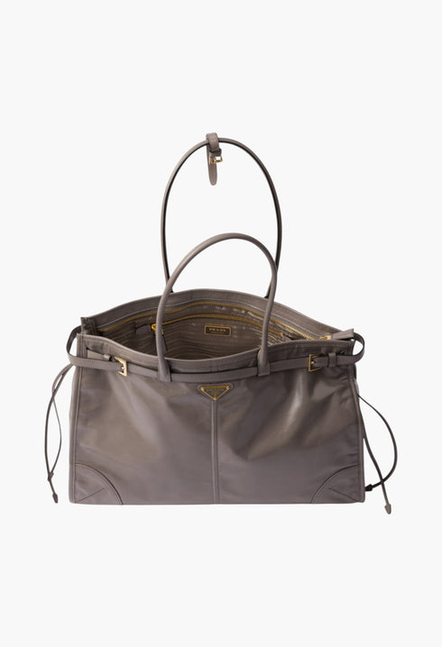 Pewter - Prada Bonnie Extra Large Leather Handbag - GLAM MODA