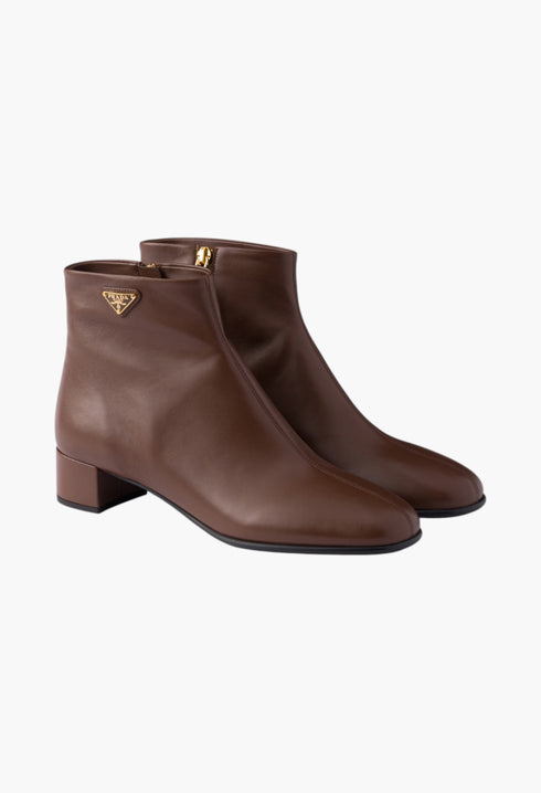 Cocoa Brown - Nappa Leather Booties - GLAM MODA