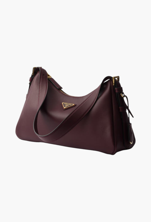 Burgundy - Prada Aimée Leather Shoulder Bag - GLAM MODA