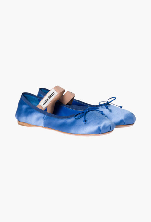 Periwinkle Blue - Satin Ballerinas - GLAM MODA